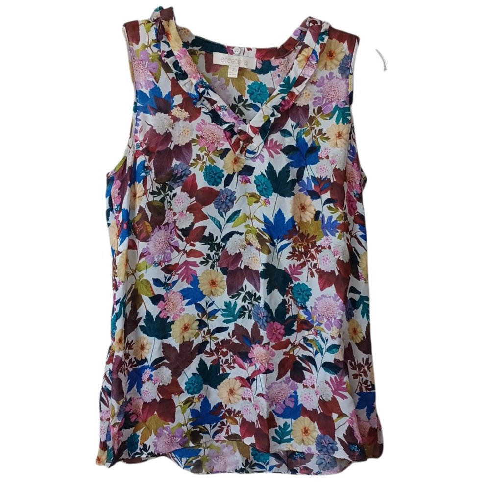 Etcetera Sleeveless Silk Blend Floral Top Size 2